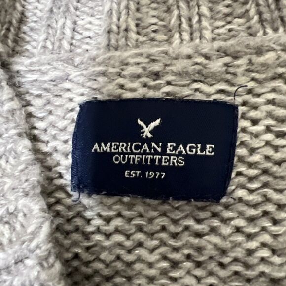 American Eagle Fair Isles Gray Print  Open front Cardigan Sweater Duster Women - Picture 2 of 12